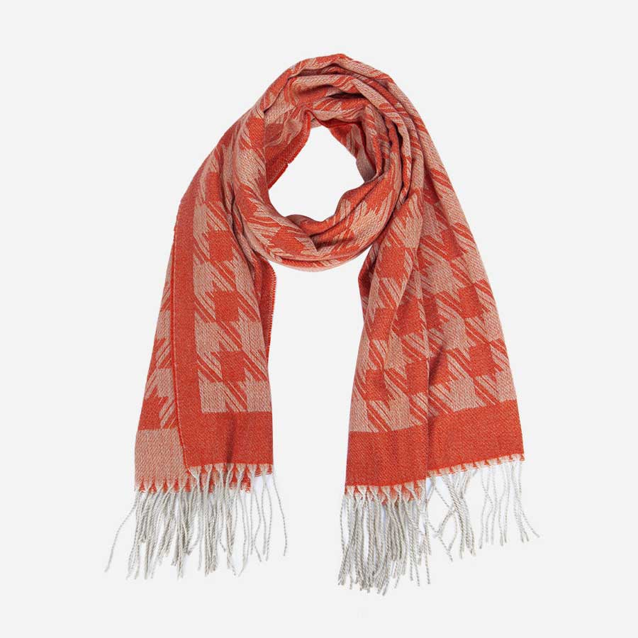 Coral Houndstooth Scarf