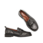 Pavement Shelley Black-Metallic Leather Loafers