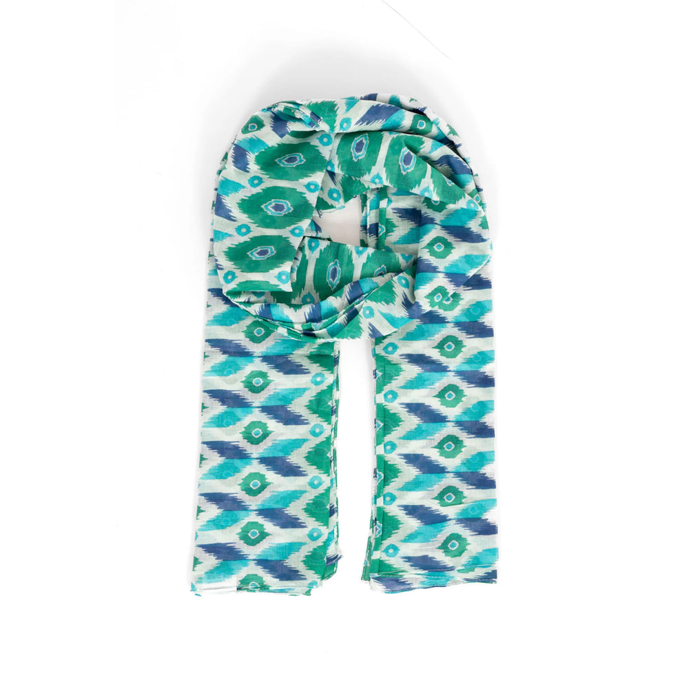 Ayla Ikat Blue & Green Scarf