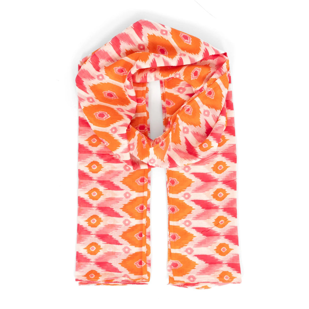 Ayla Ikat Pink & Orange Scarf