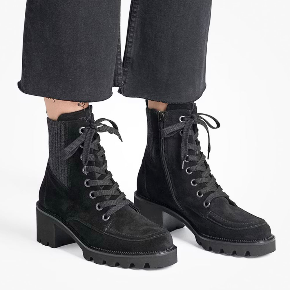 Paul Green Black Lace-Up Ankle Boots