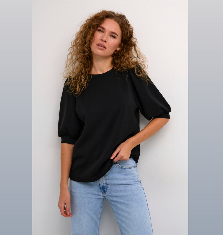 My Essential Wardrobe Puff Black Top