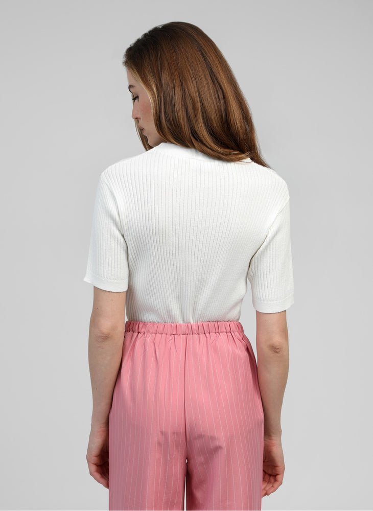 An'ge Lesienna White Ribbed Top