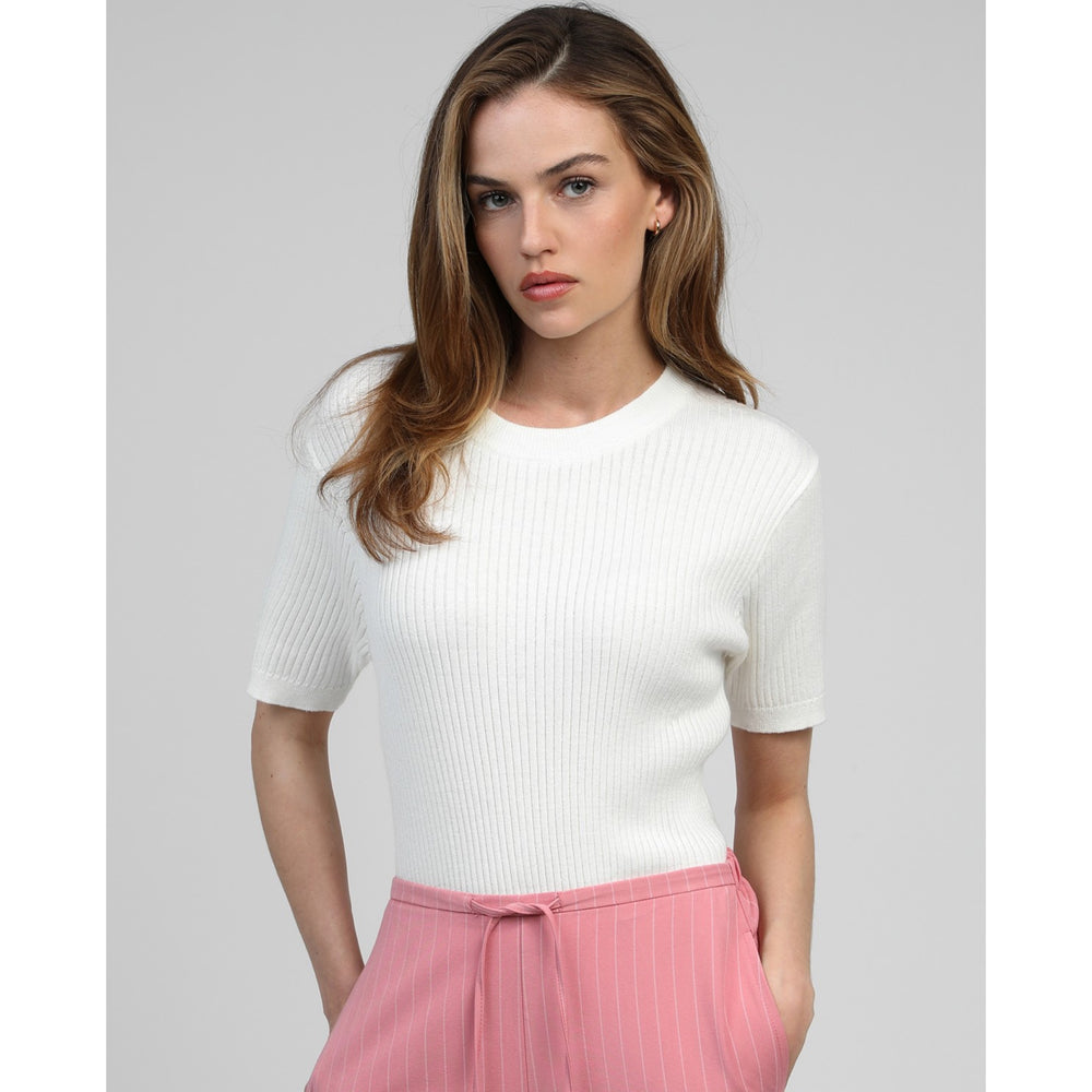An'ge Lesienna White Ribbed Top