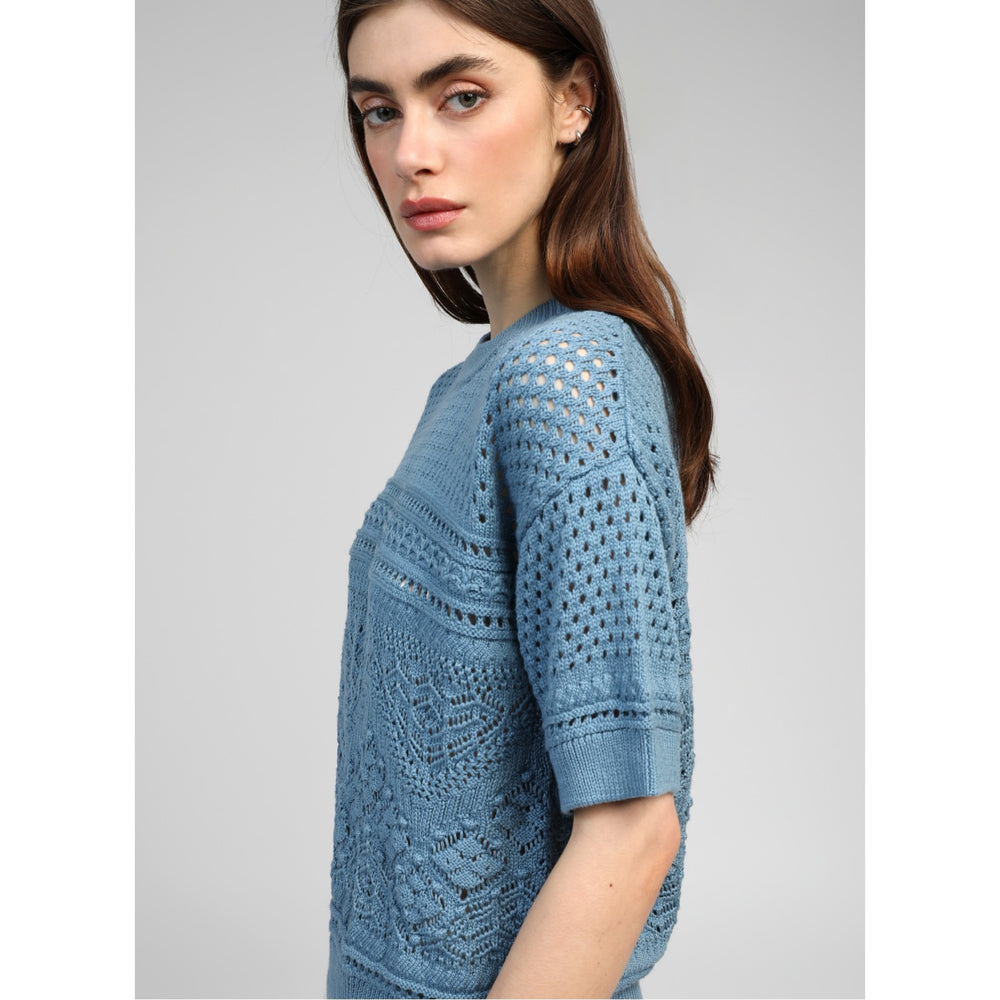 An'ge Vanouka Blue Knit Top