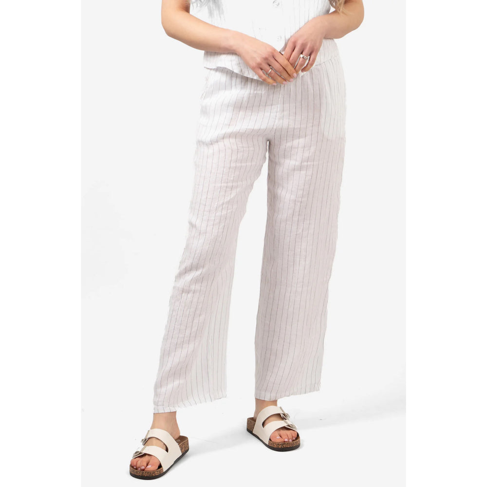 Bennet White Pinstripe Linen Trousers