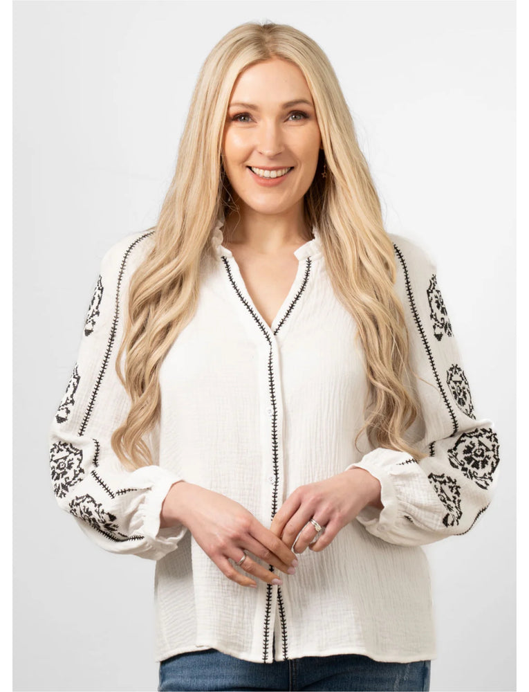 Edie Embroidered White Blouse