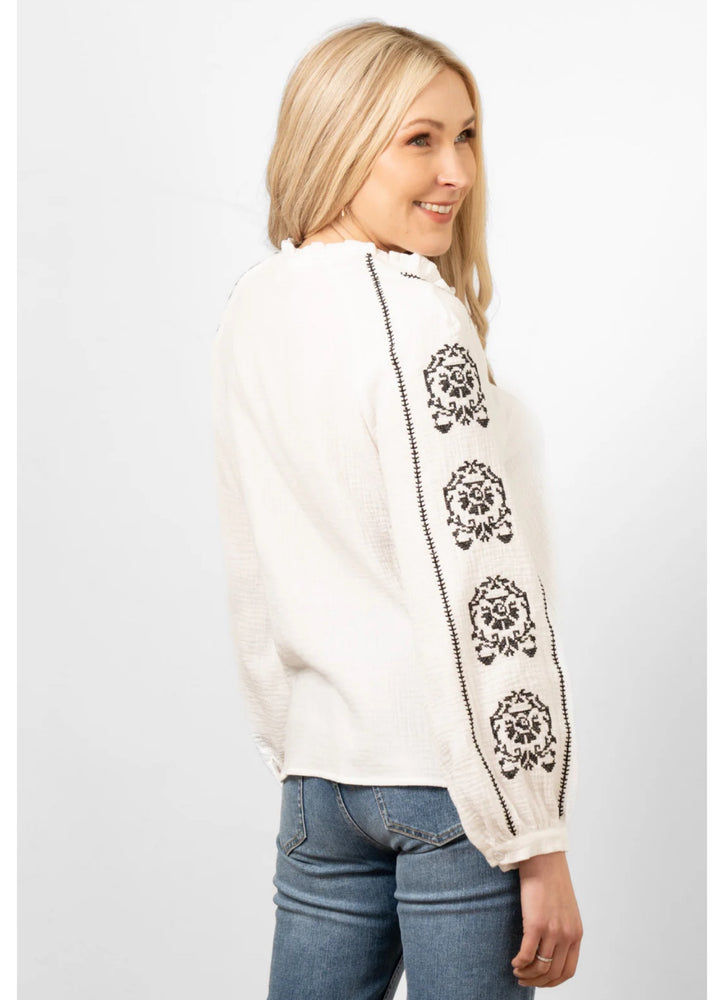 Edie Embroidered White Blouse