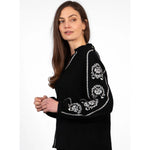 Edie Embroidered Black Blouse