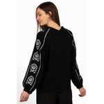 Edie Embroidered Black Blouse