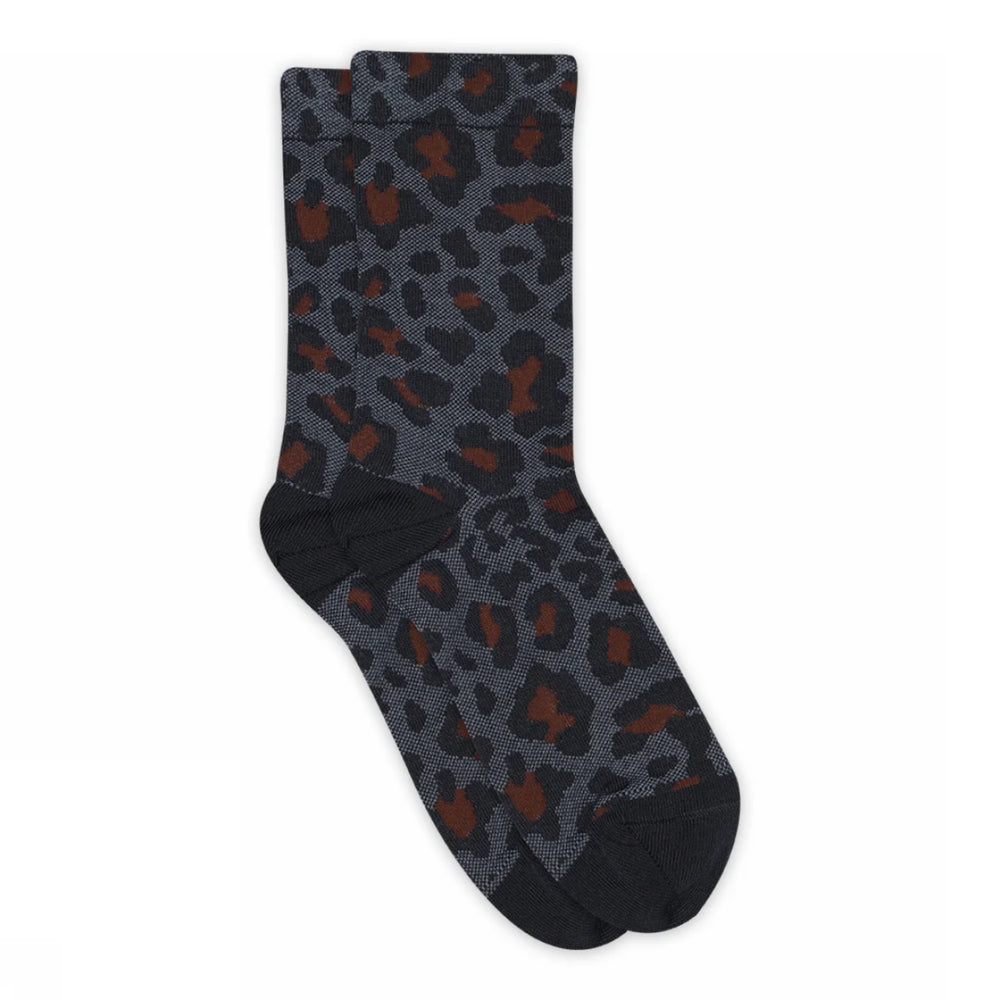 Mp Women Linea Navy Leopard Socks