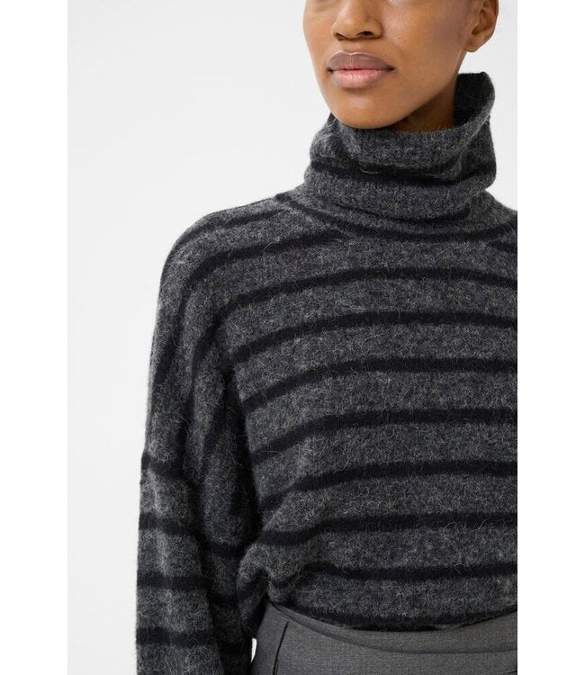 GESTUZ Alpha Black Charcoal Rollneck Sweater