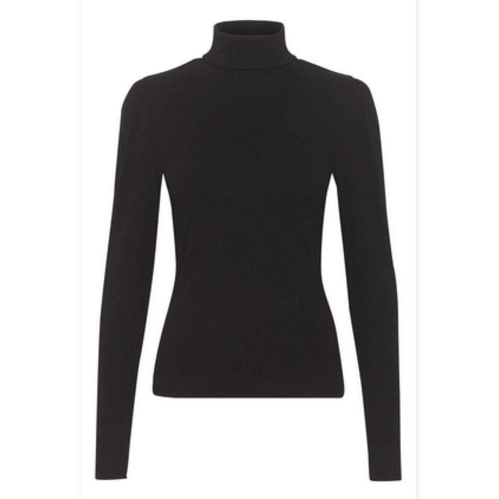GESTUZ Drew Black Roll Neck Top