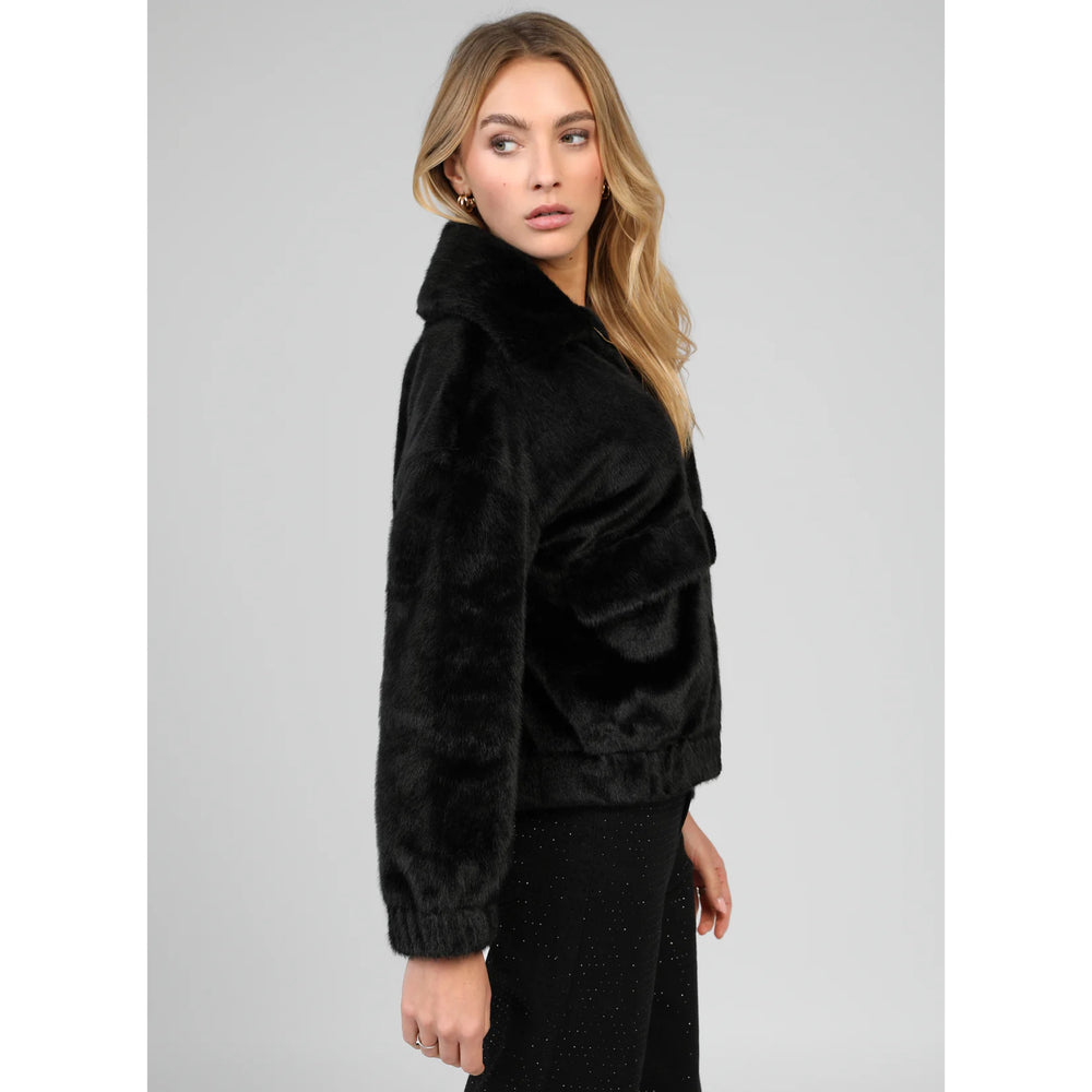 An’ge Candice Black Faux Fur Jacket