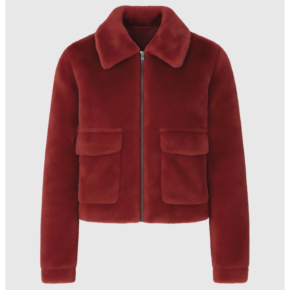 An’ge Candice Red Faux Fur Jacket